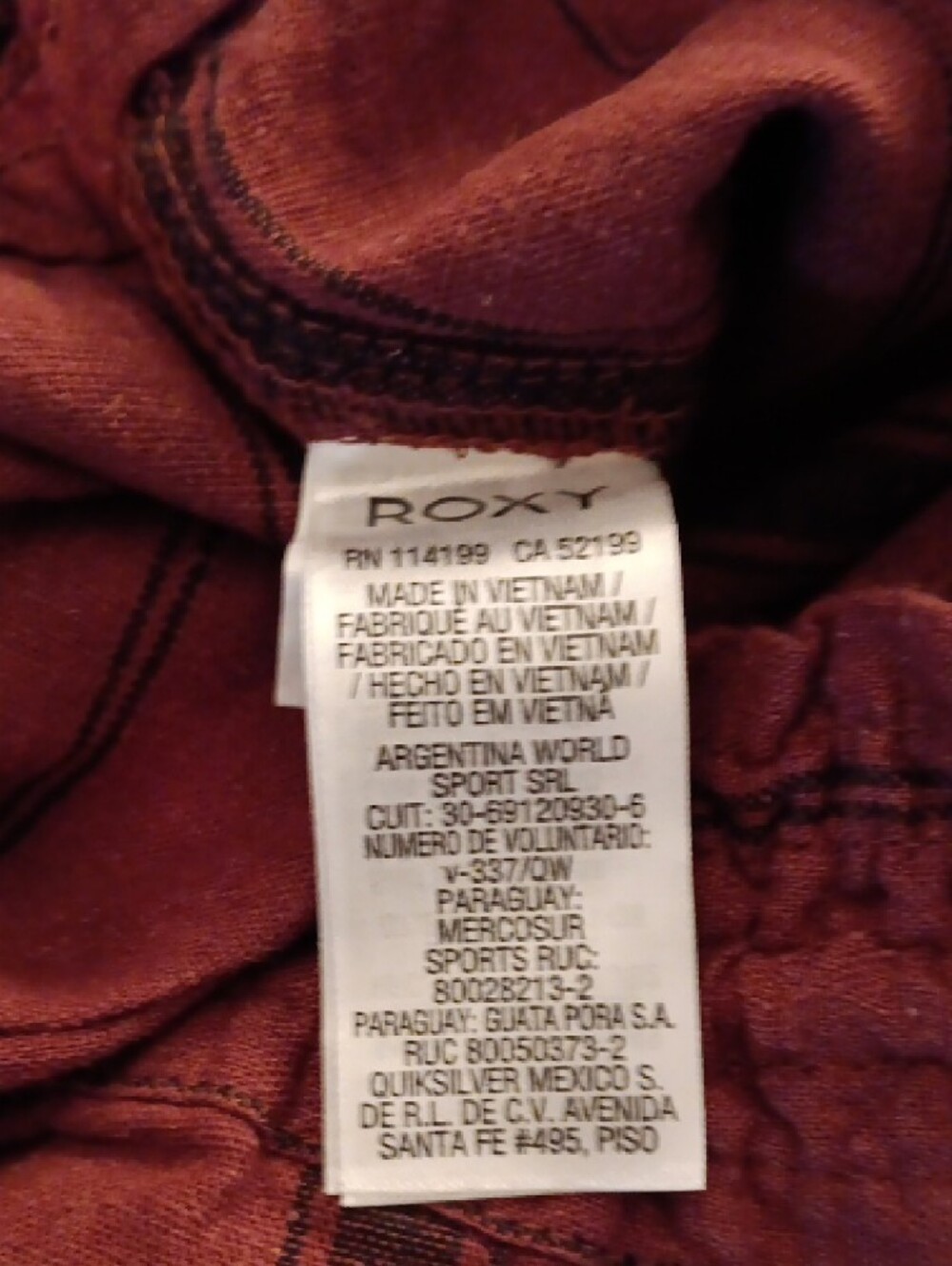 Roxy Rust Red Striped Drawstring Joggers - Picture 4 of 5